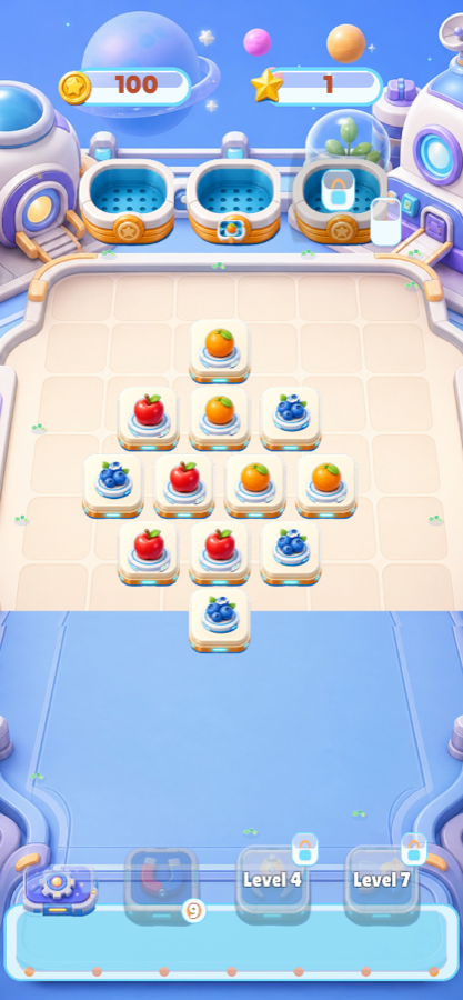 Harvest Match gameplay board with fruit tiles